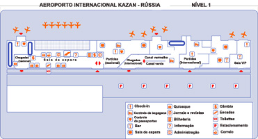 mapa do nível 1 do aeroporto internacional Kazan - Rússia