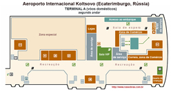 aeroporto internacional Koltsovo em Ecaterimburgo - mapa do terminal domestico