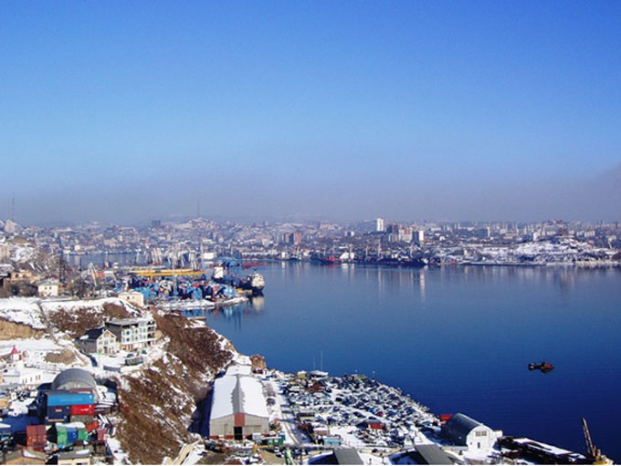 portos marítimos da Rússia - porto de Vladivostok no Oceano Pacífico