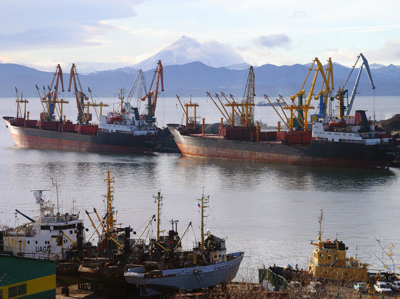 portos marítimos da Rússia - vista do porto de Petropavlovsk-Kamchatsky