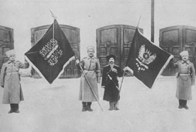 bandeiras turcas capturadas pelo exército russo em Erzurum