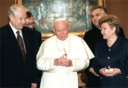 história da Rússia moderna - Boris Iéltsin com o Papa