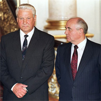 história da Rússia moderna - Boris Iéltsin e Mikhail Gorbachev