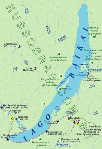 mapa do lago baikal - recursos hídricos da rússia