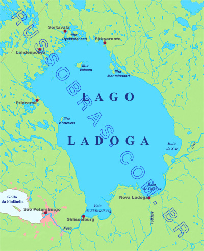 mapa do lago ladoga - recursos hídricos da rússia