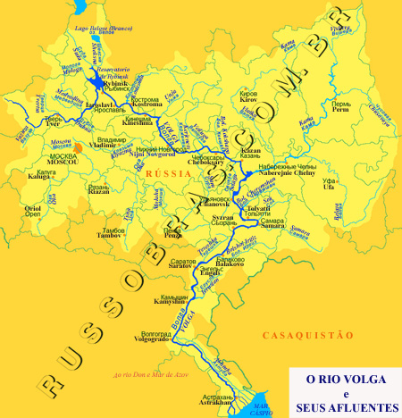 mapa da bacia do rio volga - recursos hídricos da rússia