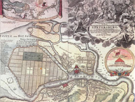 mapa de São Petersburgo na era de Pedro I